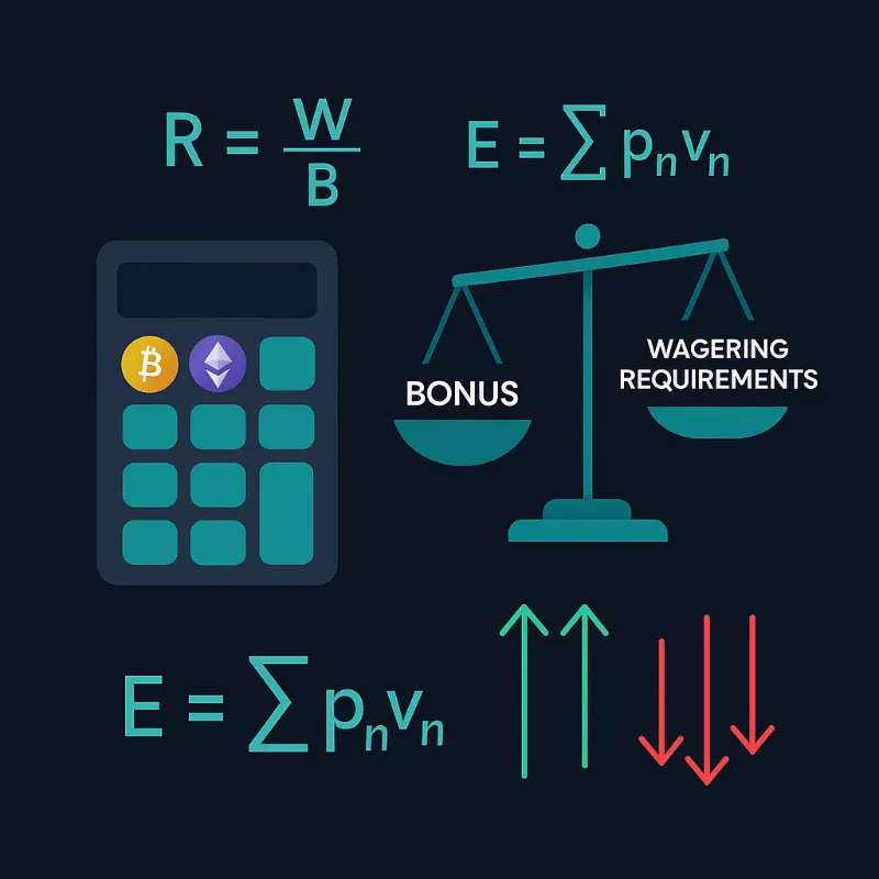 Visualización matemática del cálculo de rollover y valor esperado de bonos de apuestas