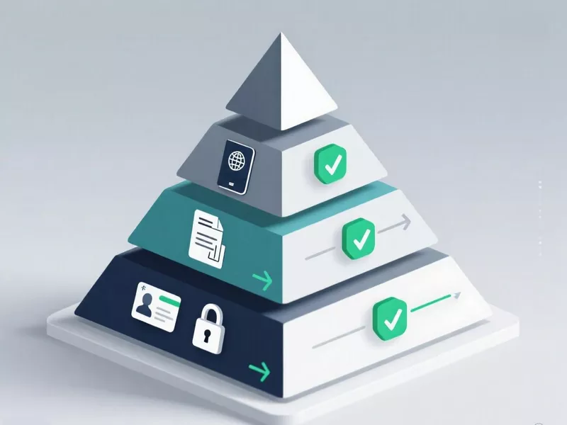 Pirámide de niveles de verificación KYC con requisitos detallados