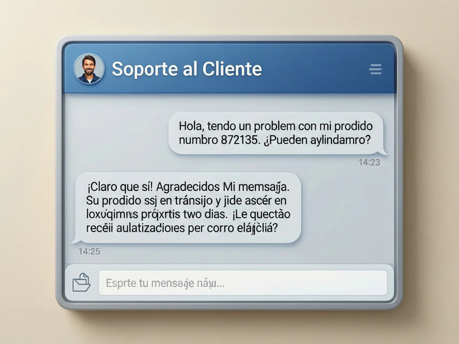 Interfaz de chat de soporte al cliente en español