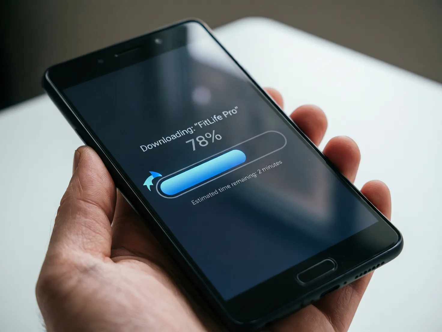 Teléfono Android mostrando proceso de descarga de aplicación