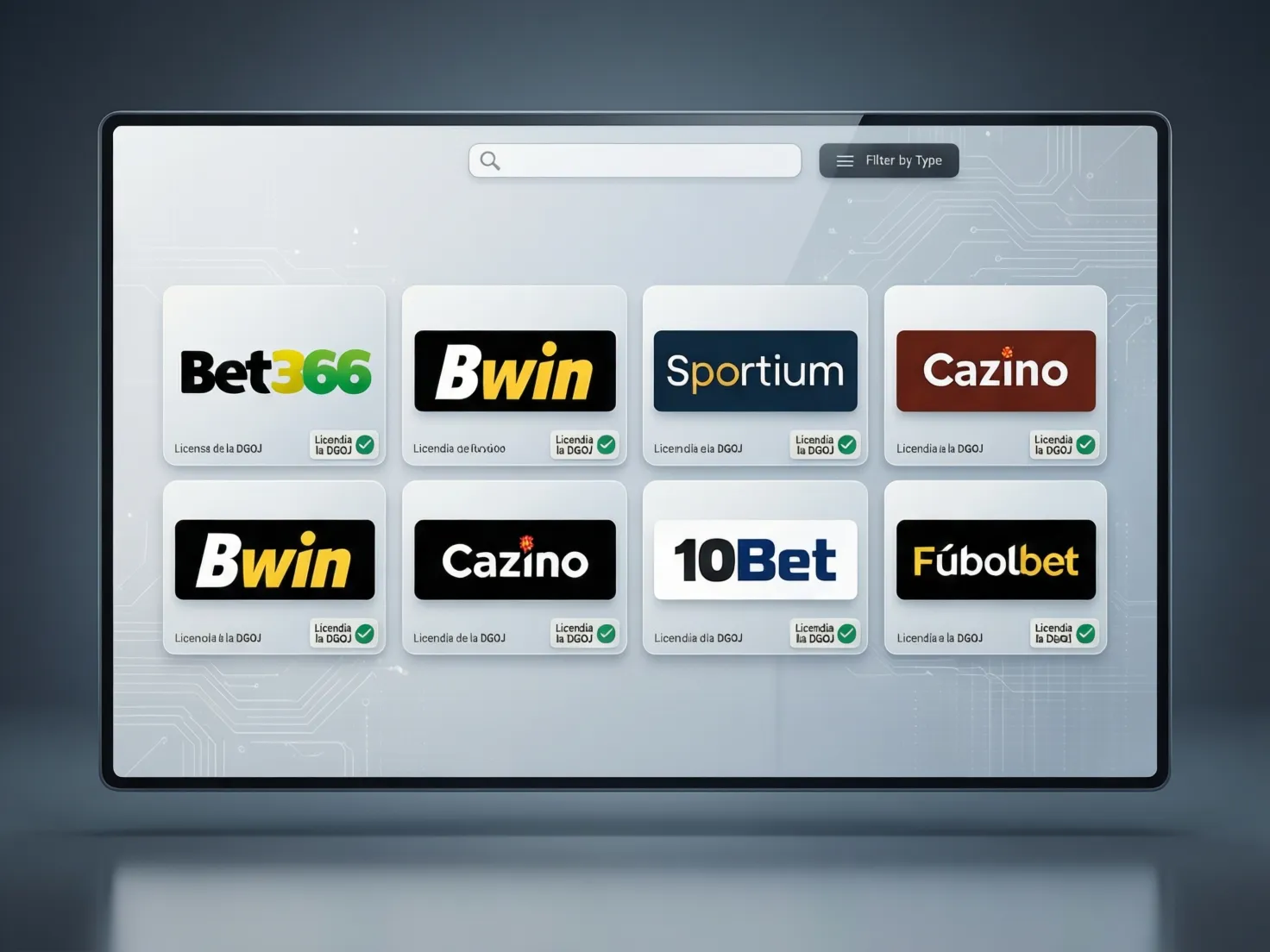 Logos de operadores de apuestas con licencia española en pantalla