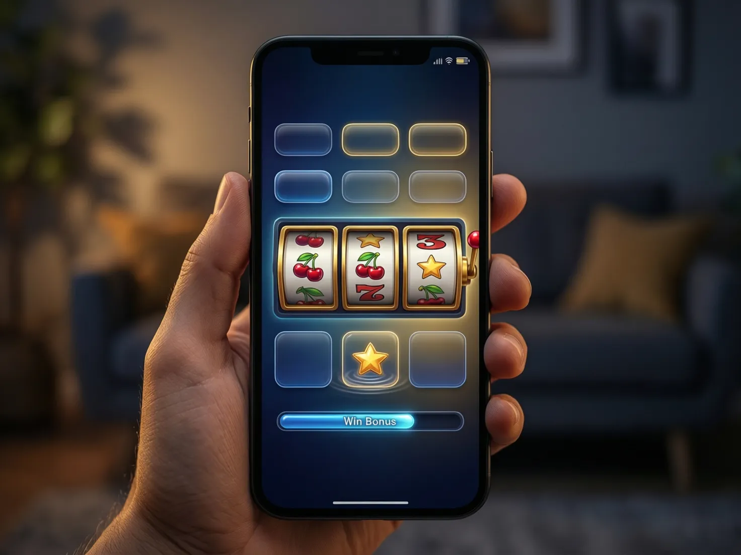 Smartphone mostrando juego original con interfaz táctil optimizada